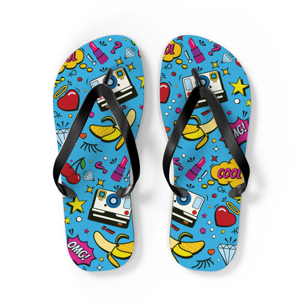 Blue Pop Culture Flip Flops