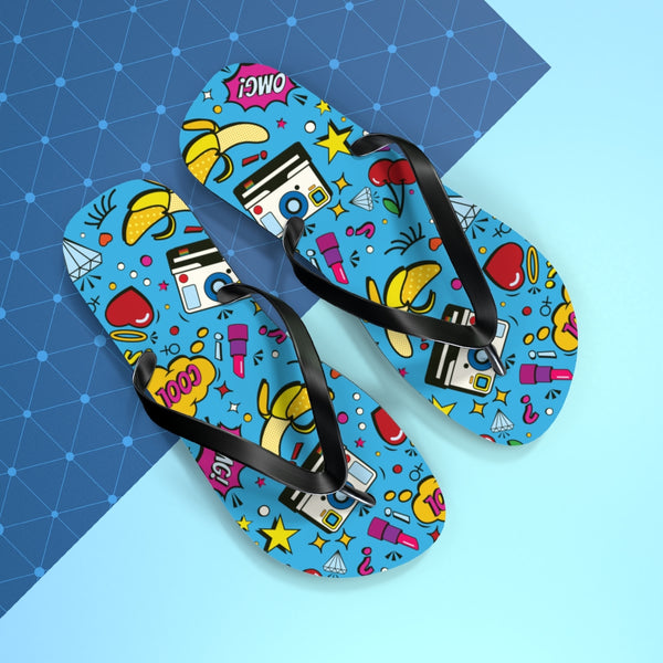 Blue Pop Culture Flip Flops