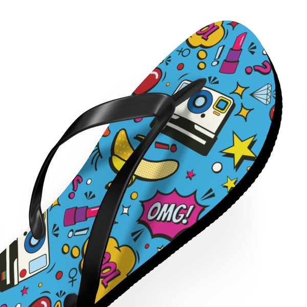 Blue Pop Culture Flip Flops