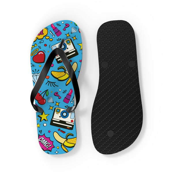 Blue Pop Culture Flip Flops